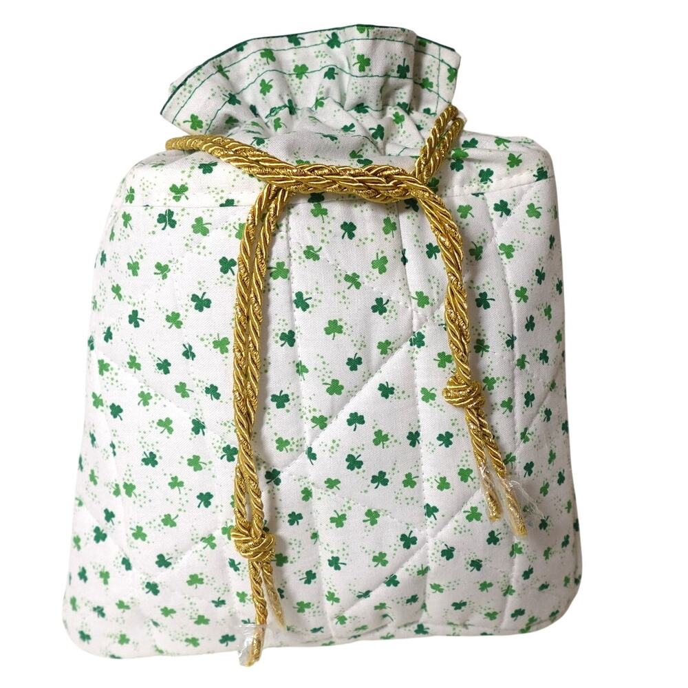 NEW SHAMROCK QUILTED POUCH  / bag 8.5 x 9